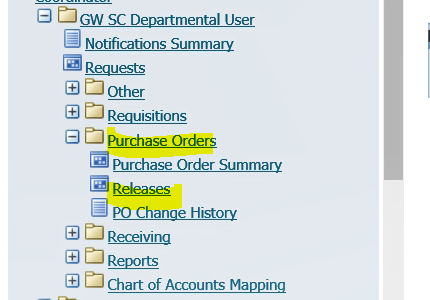 EAS menu to select Release