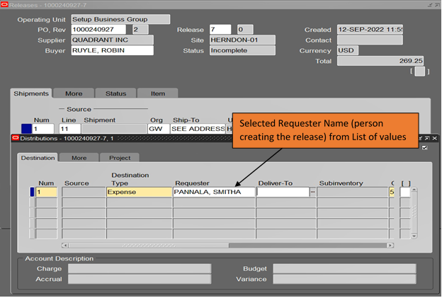 Creator of release name entered