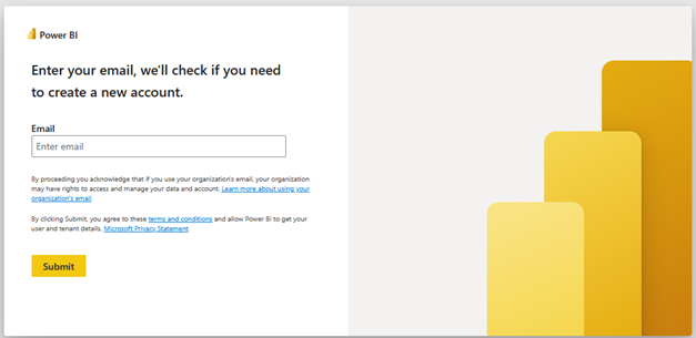 Power BI Login screen image