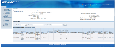 Vendor information view