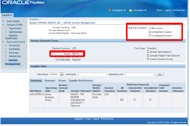 Invoice Management information view