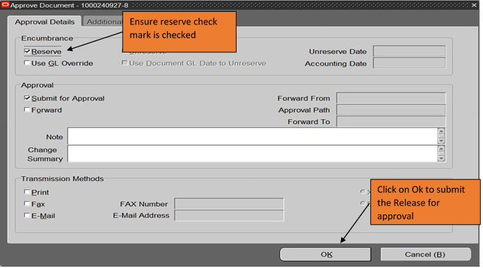 Reserve and submission 