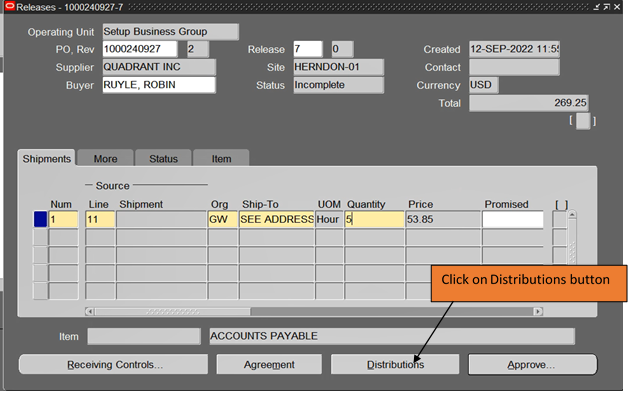 Button for account distributions