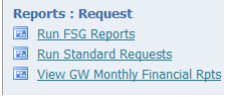 Reports request screen