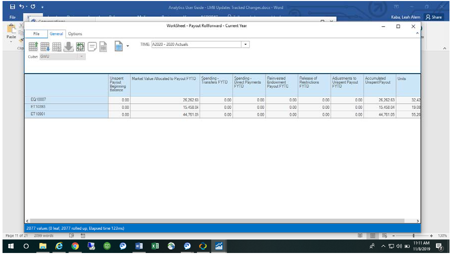 Screenshot showing columns of worksheet expanded