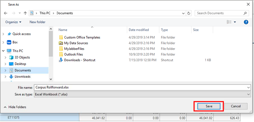 Screenshot showing sacing of Excel spreadsheet