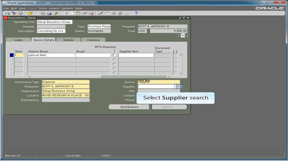 Selection of supplier search