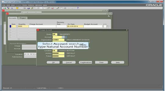 Enter to search for Natural Account Number