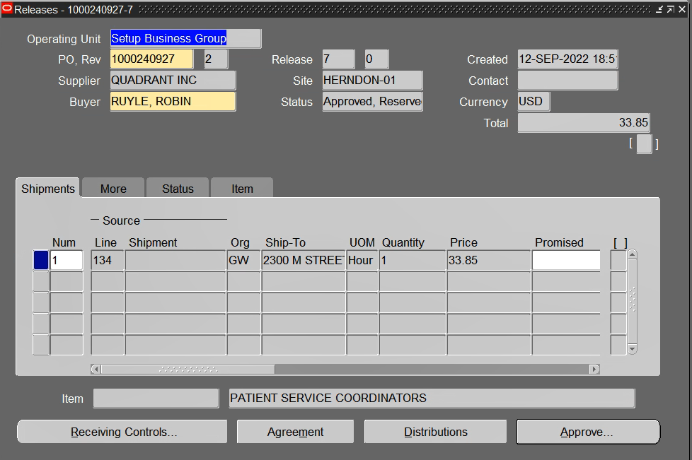 Original release screen