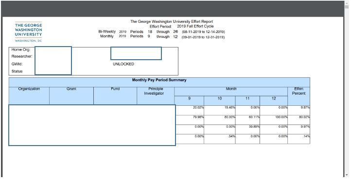 Sample report output