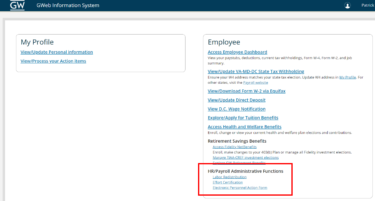 GWeb profile page